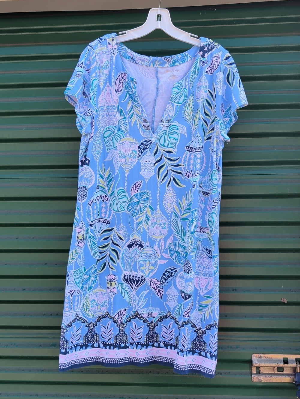 Lilly Pulitzer UPF 50+ Sophiletta Dress in Blue Peri Lapis Lanterns XL